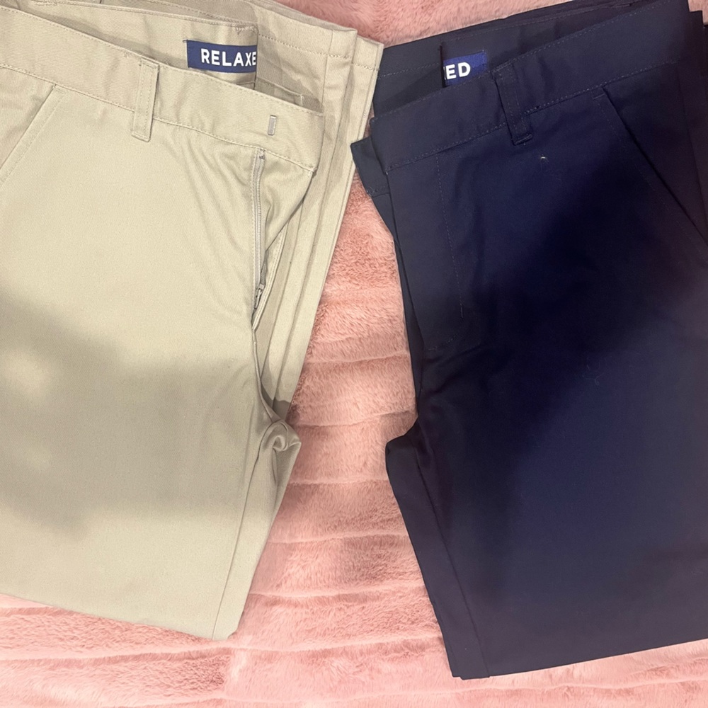 TWO pairs of boys khakis- never worn